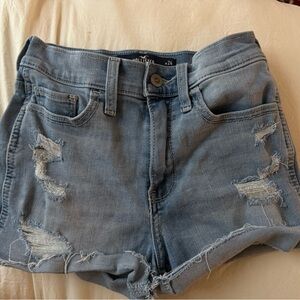 Hollister Light Blue Distressed Denim Shorts